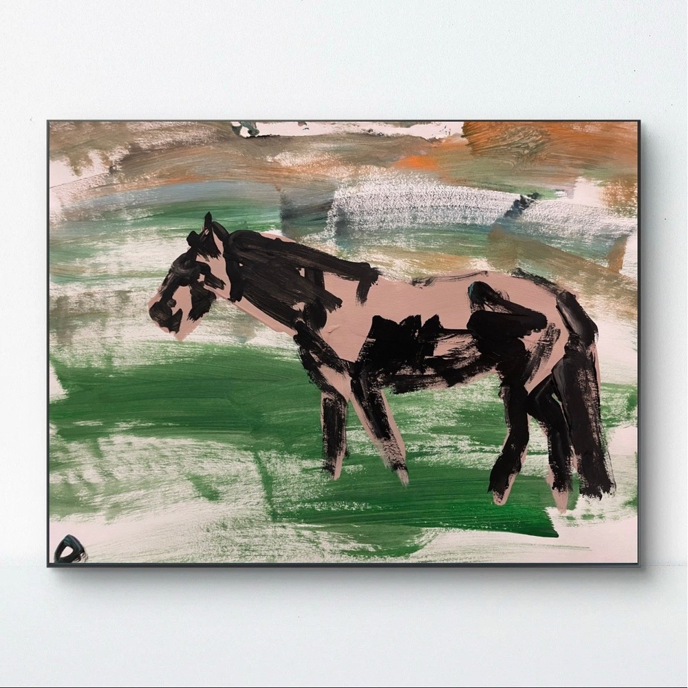 OMAN Original Painting Abstract Horse Western Expressionist Paper Art 8.5x11